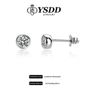 【#507 TODAY ONLY】Classic Round Bezel Stud 1CT/2CT Total vvs Synthetic Moissanite Earrings in 925 Sterling Silver