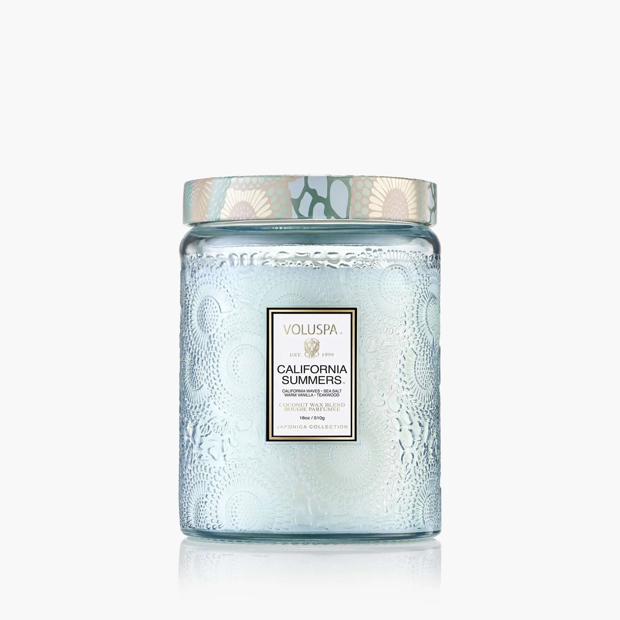 Large Jar Candle - California Summers Scent, Glass-Tin Construction, Home Fragrance Decor with Wick