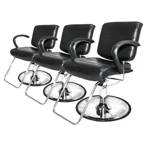 PureSana Chromium 3 Pack Salon Chairs, 360 Degree Swivel Seat, Kyler, Black