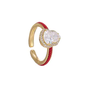 Red Rope Gourd Open Ring Unique Elegance Zodiac Year Luck Ring for Index Finger