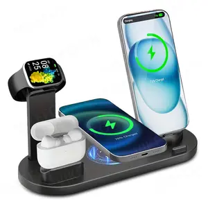 Multi in one Wireless Charger Stand Pad For iPhone17/ 16/15/14/13/12/XR series, For Samsung and other Smartphone that Support Wireless Charging, Charger stand for iWatch, Charger for Air-pods Pro iWatch 9 8 7 Fast Charging Station