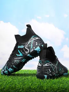 Men's Random Pattern Lace Up Soccer Shoes, Comfortable Breathable Sports Football Shoes, Non-slip & Wear-resistant Football Shoes for Outdoor Training & Competition, Soccer Cleats, Athletic Shoes, Football Boots