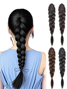 Women's Claw Clip Ponytail Extension Wig Handmade Braided Hair, Synthetic Braiding Hair, Synthetic Hairpiece, Natural Look, Elegant Deep Wave, Suitable for Parties Daily Formal Events, Synthetic Hair Pieces