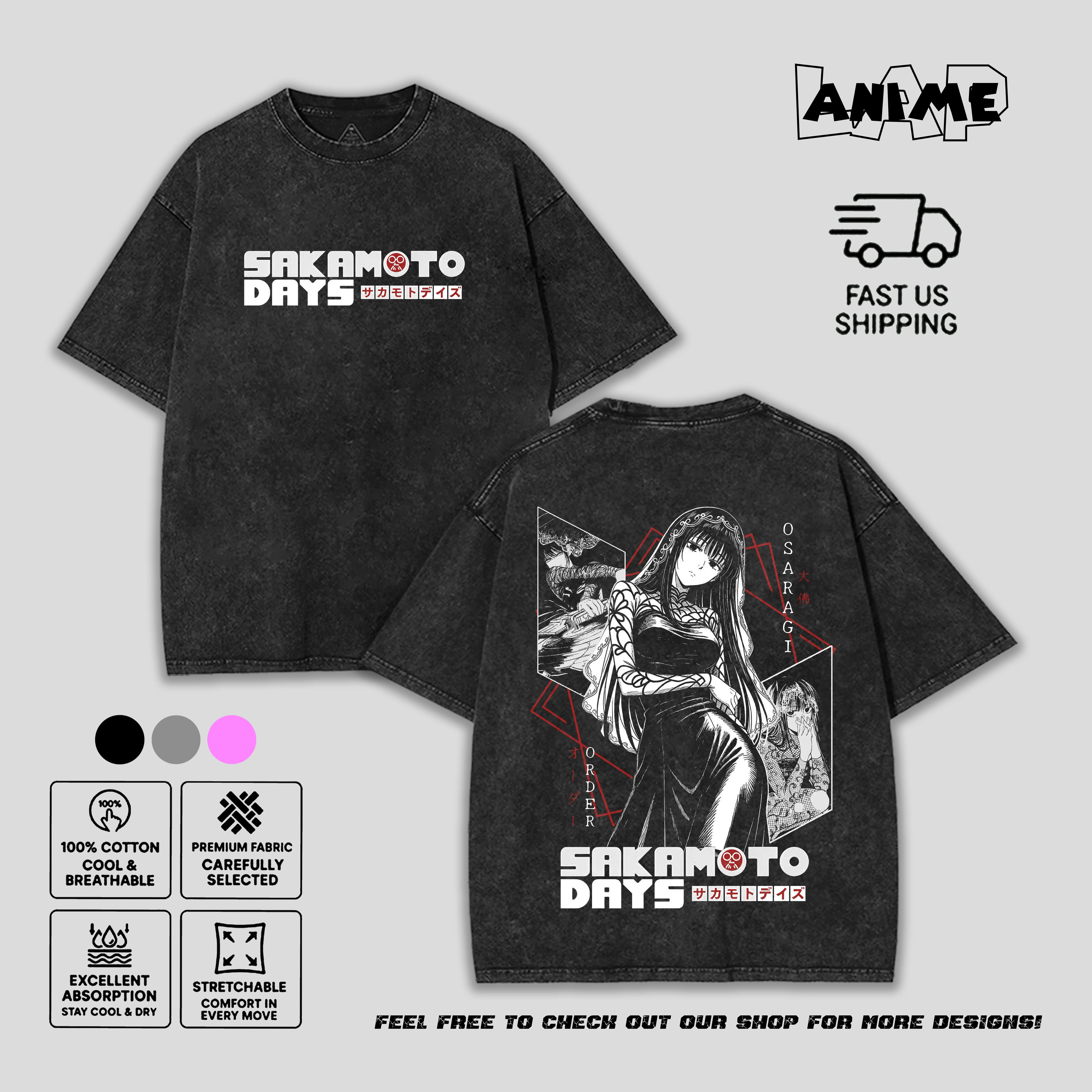 Vintage Sakamoto Days Osaragi The Order Graphic Washed Tee Unisex 100% Cotton Anime T-Shirt Casual Streetwear Apparel