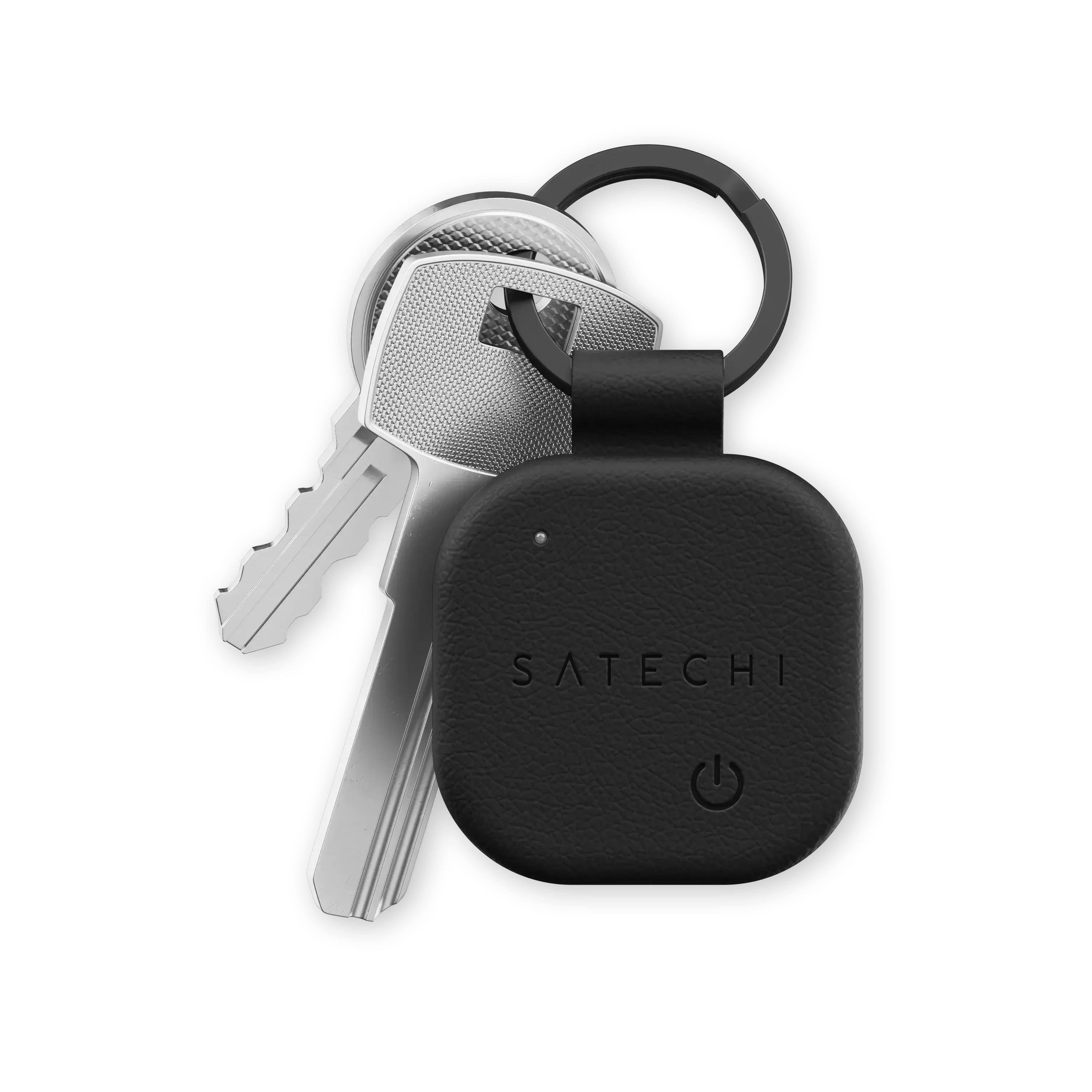 Satechi Vegan-Leather FindAll Keychain - Find My Compatible Tracker, Bluetooth 5.4, Wireless Rechargeable, 12-Month Battery, Car Key Tracking, iOS Compatible, Precise Directions Support App