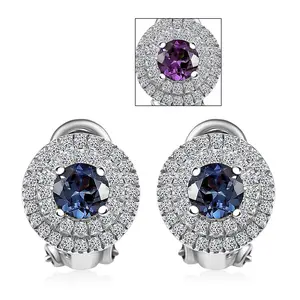 Lab Grown Alexandrite and Moissanite 1.80 ctw Earrings in Rhodium Over Sterling Silver Christmas Gifts