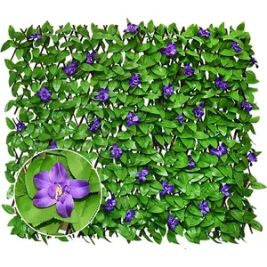 Expandable  Screen with Artificial Flower for Balcony Patio Fence Greenery  Fence Outdoor   1 count