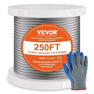 VEVOR 1/8 Black Stainless Steel Cable, 500 FT 316 Black Cable Railing Kit, Cable Railing System Wire Rope with Cutter Gloves, 7x7 Strands Core Marine Aircraft Cable for Handrail Stair Deck FenceVEVOR Super Brand Day