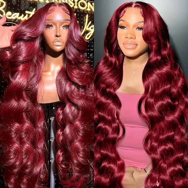 Bling Hair 99j Red Color 13x4/6 Body Wave Lace Frontal Human Hair Wigs 180 Density Lace Frontal Wig Real Hair Pre Plucked Human Hair Lace Wigs With Hairline #TikTokShopBackToSchool