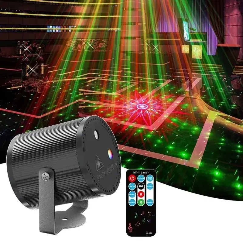 1pc Compact Cylindrical LED Laser Lamp - Red-Green Laser Beams, Cylinder Body, Remote Control, Aluminum ABS Build, DC5.0V1A, Indoor Use, Christmas Party Decor, Ocean Projector, Disco Ball, Neon Sign, Gift for Home Audio-Video Enthusiasts