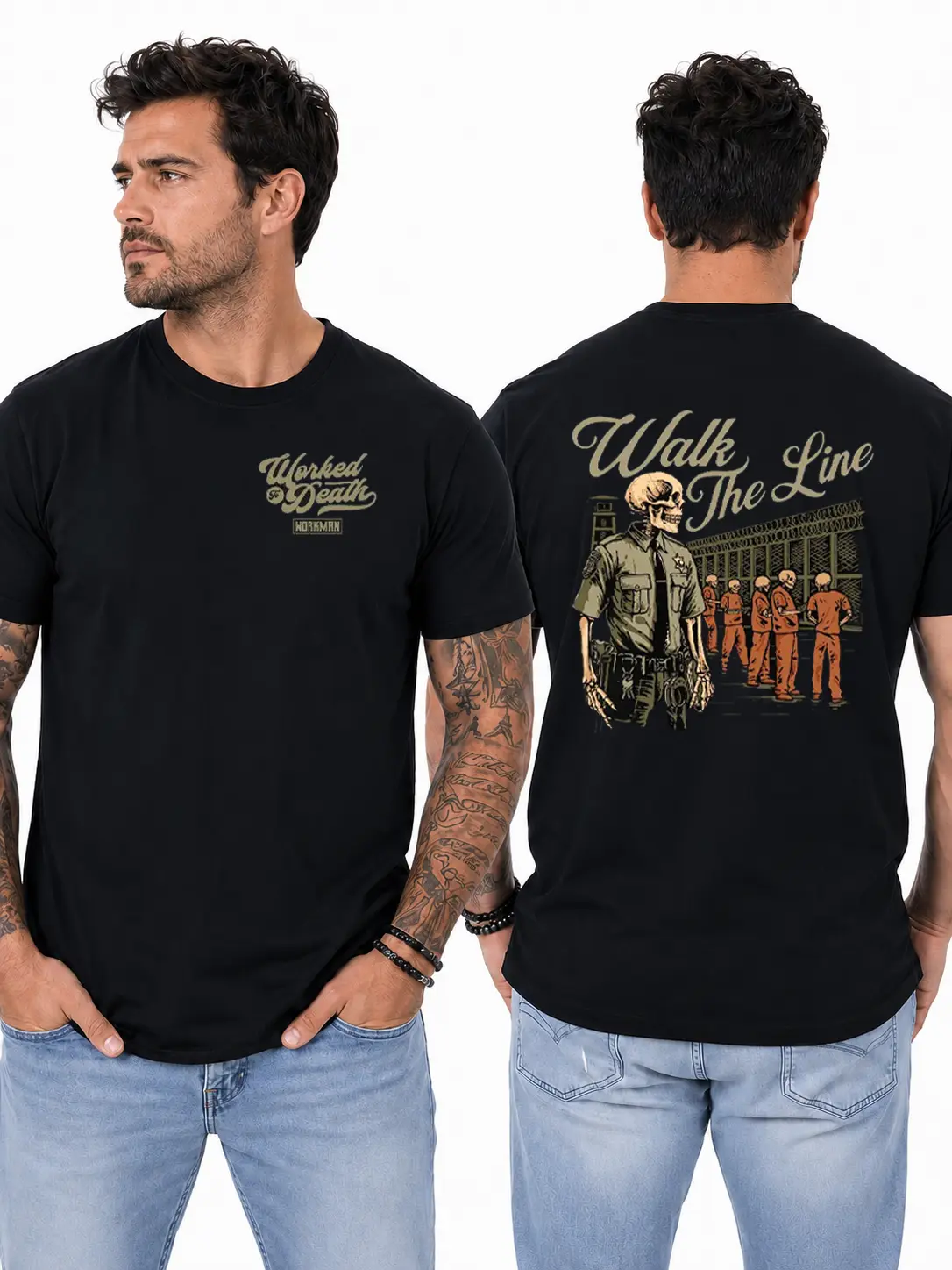 Correctional Officer T-Shirt, Prison Guard & Inmate Lineup Graphic Design, Law Enforcement Work Shirt for Corrections Officers & Detention Staff, Gift for Jailers or First Responders