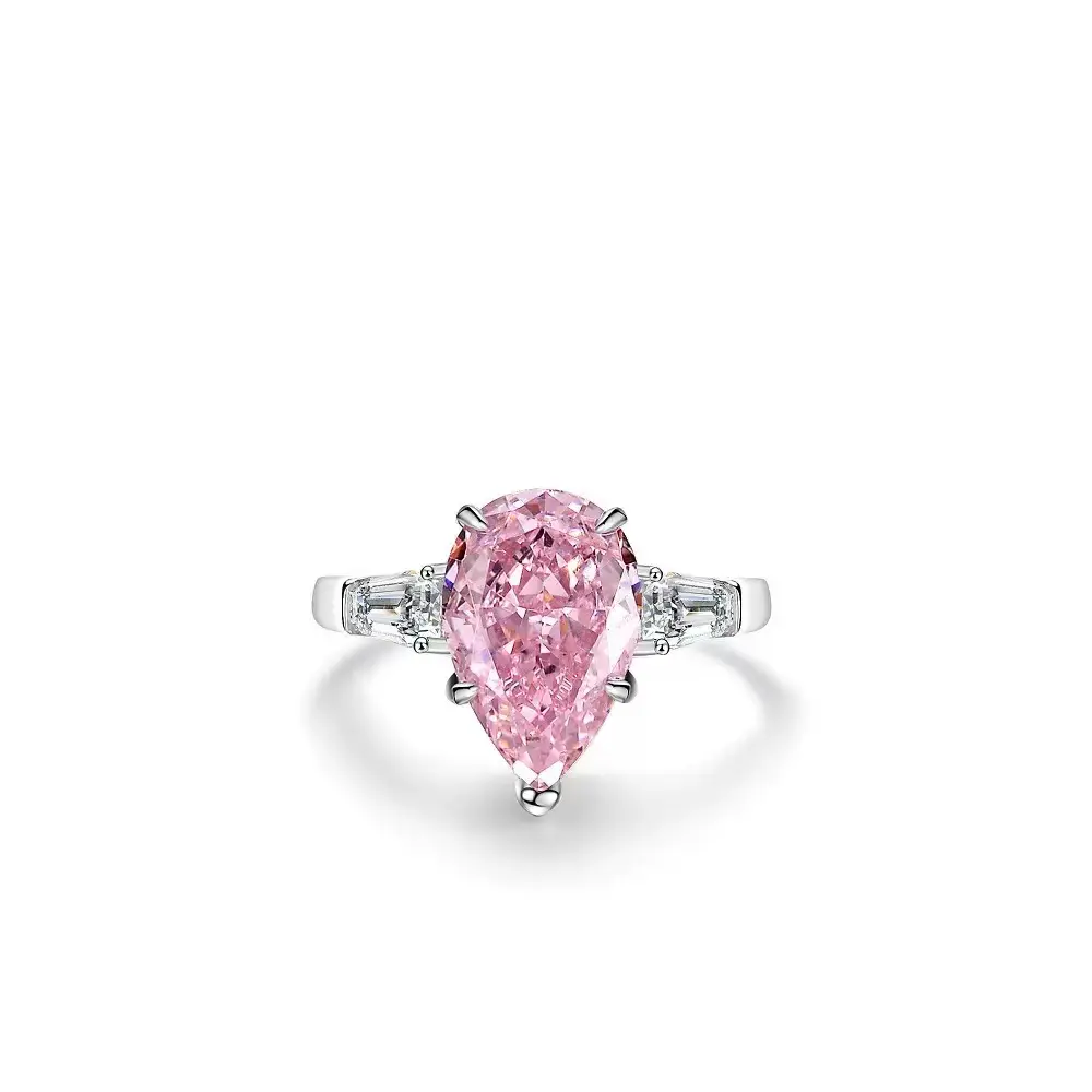 Riley Statement Cocktail Ring for Women, 4CT Emerald Cut Lab Created Gemstone with a Pavé Band, Fashion Jewelry for Adults