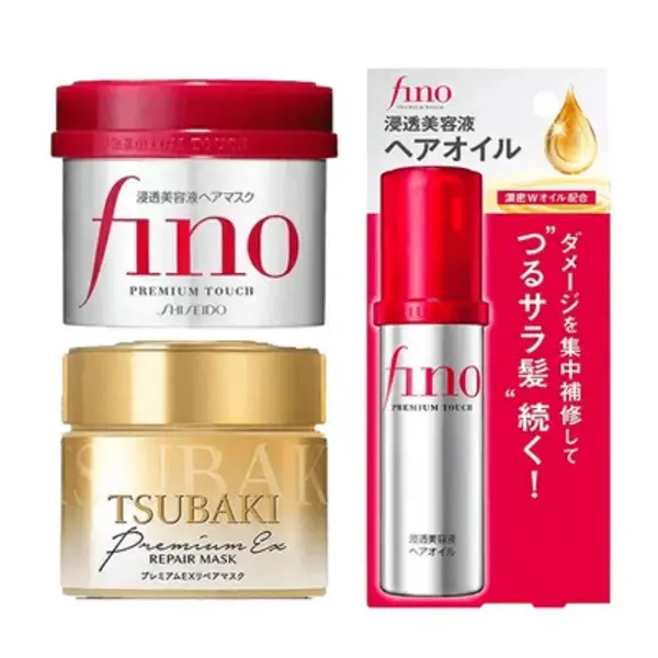 Bundle set fino Premium hair mask 230ml +Tsubaki hair repair 180ml + Fino Shiseido essnce Hair Oil 70ml Bundle set fino Premium hair mask 230ml +Tsubaki hair repair 180ml + Fino Shiseido essnce Hair Oil 70ml
