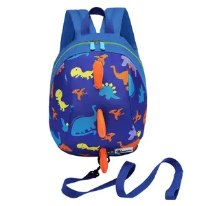 P-LWL010     Dinosaur Toddler Mini Backpack with Leash, Children Kids Baby Harness Bookbag (Deep Blue)