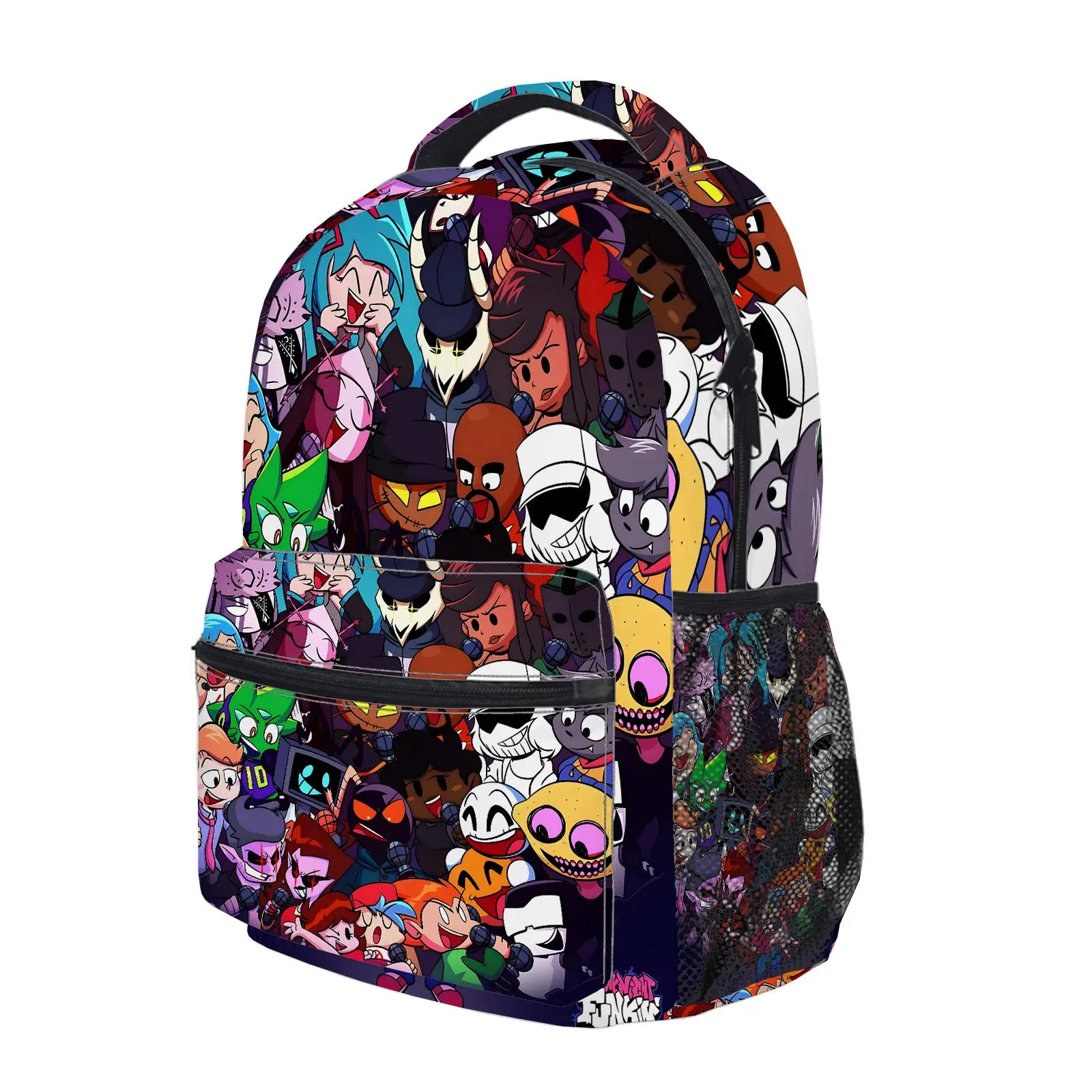 Friday Night Funkin  Y2K Fashion School Backpack for Teen Girls, Cute Cartoon Aesthetic Student Bookbag with Padded Shoulder Straps, Large Capacity Casual Daypack and Travel Bag for Kids L-44