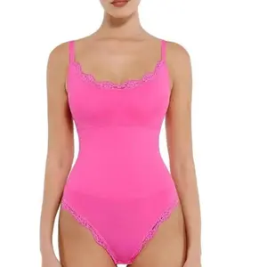 FeelinGirl Women Lace Bodysuit Scoop Neck Sleeveless Cami Spaghetti Strap Tank Tops Shapewear Thong Body Suits Valentine's Day Gift #livestream