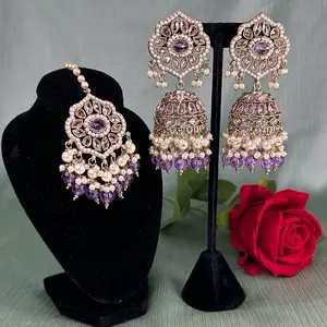 Bollywood/Desi Polki Jhumka and Tikka Set for Women