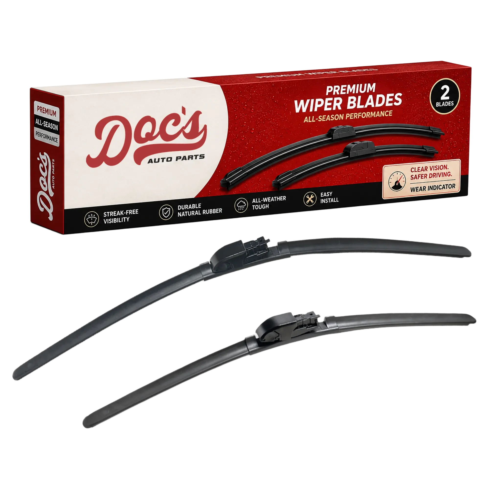 Doc's Auto Parts All-Season Beam Wiper Blades Front 20" + 26"