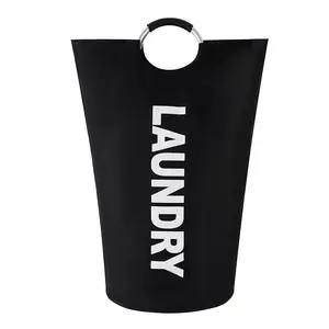 Collapsible Washing Clothes Bin, 90L Portable Freestanding Laundry Hamper, Durable Black Basket for Household Storage