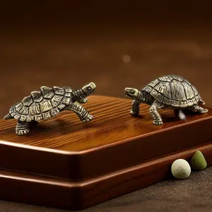 Antique Style Solid Copper Tortoise Collectible Figurine, Turtle Designs, Desktop Statue, Wealth and Longevity Money Turtle Tea Pet, Desktop Craft Decor, Home Office Ornament, Collectible Figure Decor