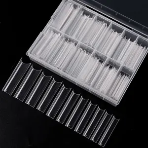 240pcs Transparent Extra Long Nail Tips Half Cap C Curve 10 Size Fake Nails Cone Square with Box, Suitable for Home DIY, Nail Tip, Soft Gel Nail Tip, Nail Gel Color Jelly, Clear Jelly, Press On Nails For Women, Fake Nail, Nail Tips/nails