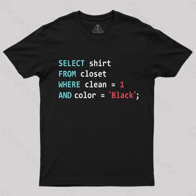 Men's Graphic Novelty Tshirt with Funny Programmer Humor, Shortsleeve Design for Database Geeks and Coders, Menswear, Funny Programmer Database Geek Humor, Round, Top, T-Shirt, Funny Quote