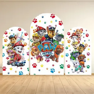 Paw Patrol Theme Colorful Arch Backdrop Cover Girls Child 1st Birthday Party Baby Shower Decor Background Photography Props