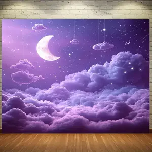 One charming pastel pink cloud-shaped starry sky tapestry - Starry Galaxy Nebula Night Sky Wall Decor, durable and suitable for use in living rooms, dormitories, and wedding decorations, can be hung on the shower wall