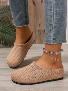 Women's Birkken Style Slip-On Sneakers, Breathable Mesh Upper, Plain Design, Rubber Sole, Casual Fall & Winter Footwear, Slip On Shoes