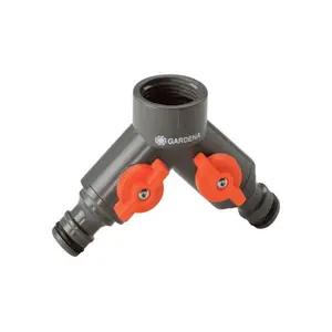 Gardena 36938-G 0.62 & 0.5 in. Twin Tap Connector Nylon-ABS