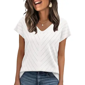 Short Sleeve Sweater for Women V Neck Trendy Summer Tops 2026 Beach Vacation Clothes Travel Business Casual OutfitsGift