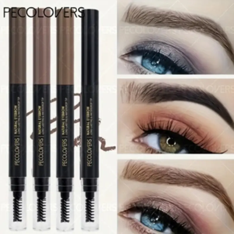 Double-head Triangular Eyebrow Pencil with One Eyebrow Brush Naturally Easy To Color and Draw Brow Pencil