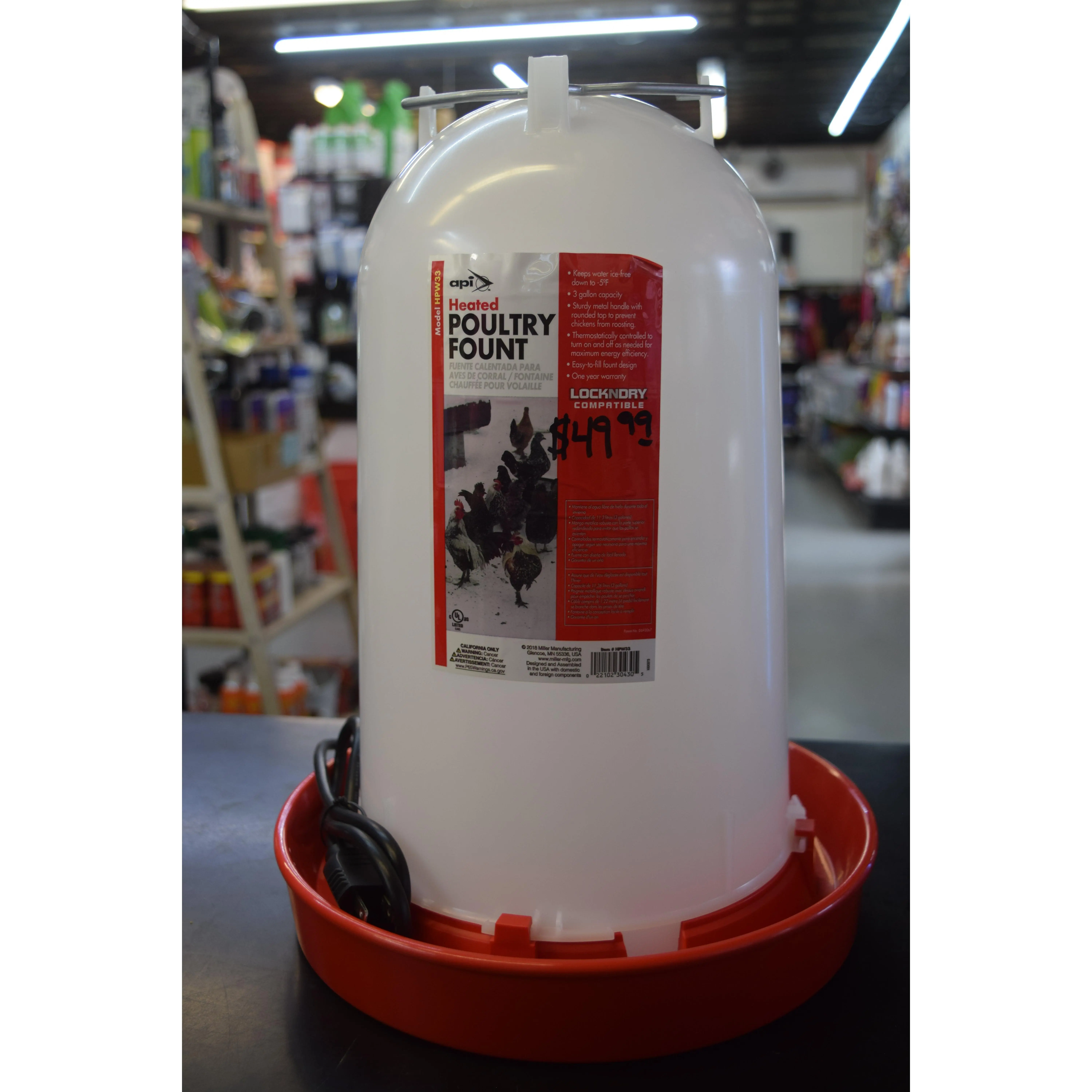 3 Gal Heated Poultry Fount