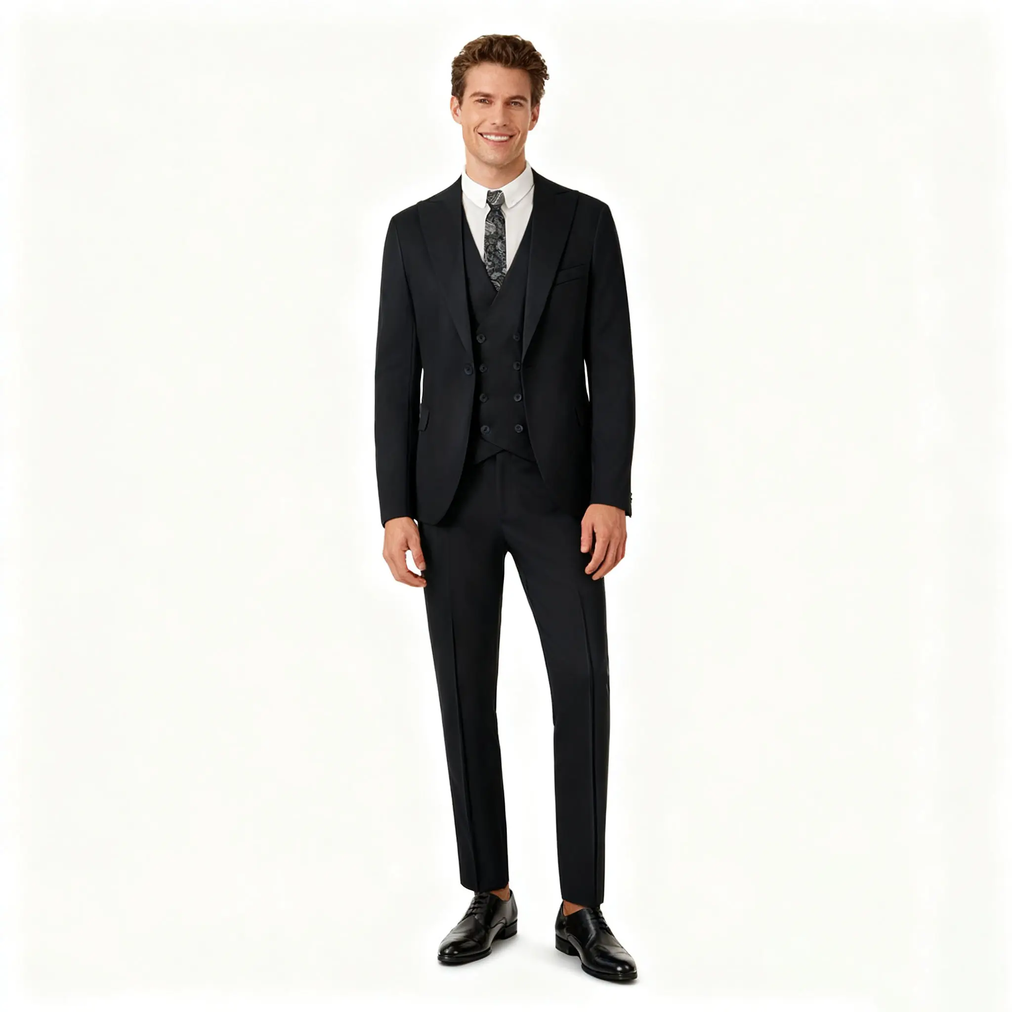 Men's Slim Fit 3-Piece Suit Set with Tie | Modern Tailored Groom Tuxedo Blazer,YND Vest & Pants for Wedding, Prom & Business
