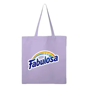 Fabulosa Tote Bag Funny Latino Mexican Everyday Canvas Cotton Jumbo Grocery Bag Pastel Pink Long Handles Iconic Rainbow Arch Design