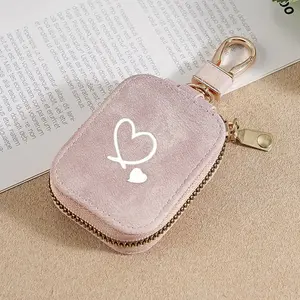 Heart Pattern Portable Earphone Box Protective Storage Bag with Keychain, Fits AirPods 1/2 and AirPods 3/pro/pro2/pro3, Headphone Accessories