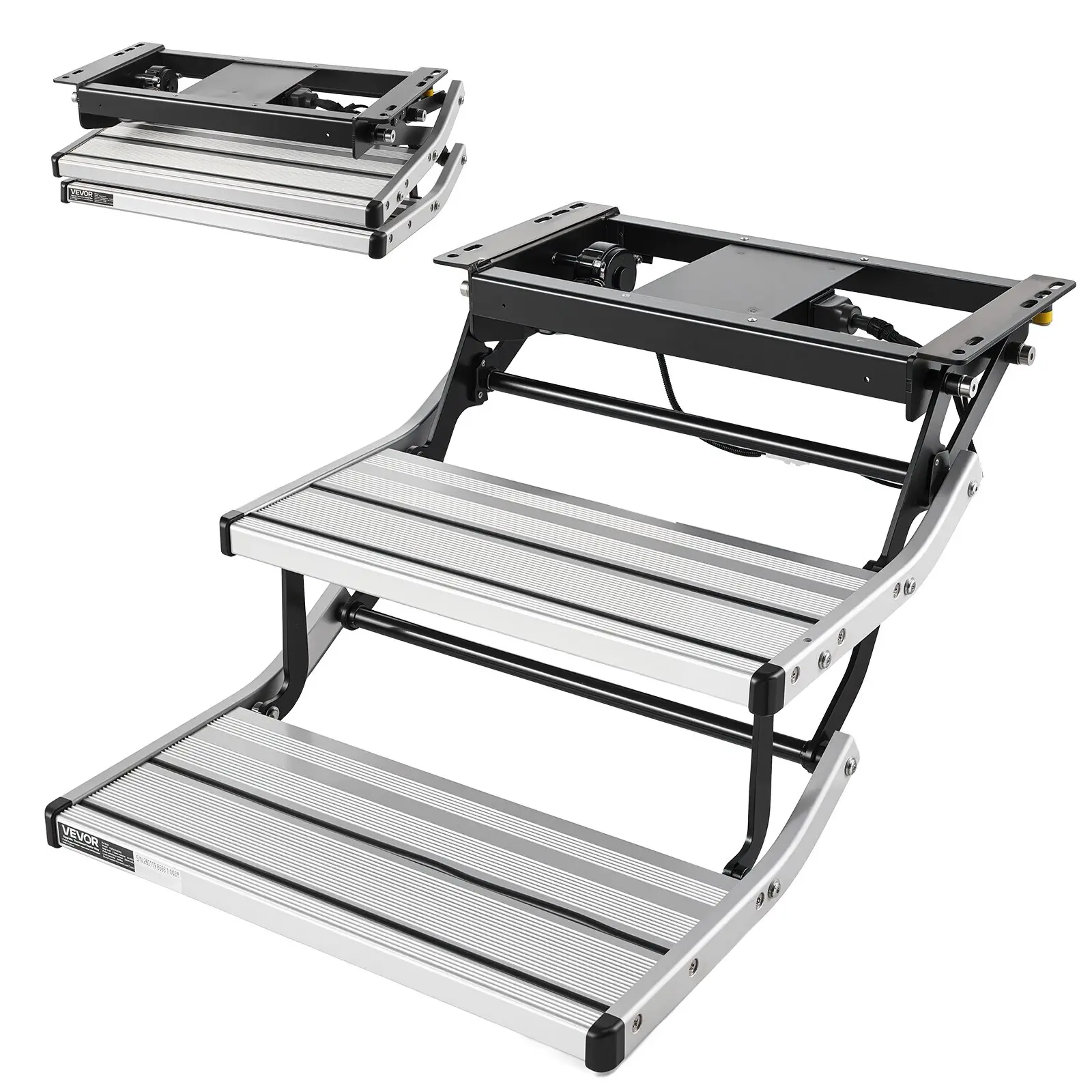 【Summerfinds】VEVOR 2-Step Electric Retractable RV Stairs, 440lb Load Capacity, Telescopic Folding Aluminum Stairs with Built-to-Last Steel Frame, Slip-Resistant Support, Easy Quick Access, 21.87x16.14x9.06in, 35.05lbs, Fits Wide Range of RVs, Camper Vans