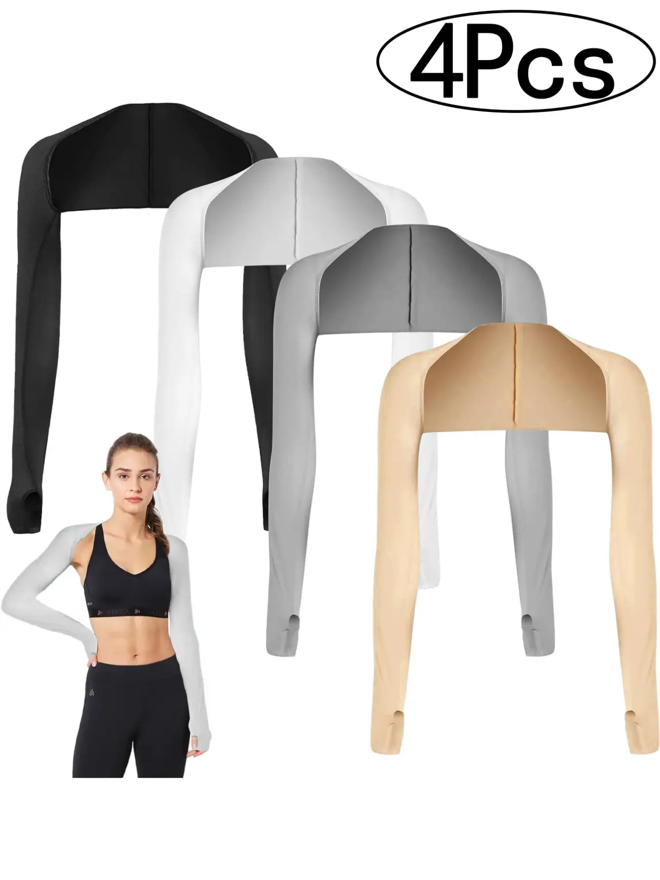 4Pcs-Sun Protection Shawl Sleeve Covers Summer Sports High Stretch Quick Dry Breathable Shoulder Sleeves Outdoor Cycling Arm Warmers Multi-Color Unisex