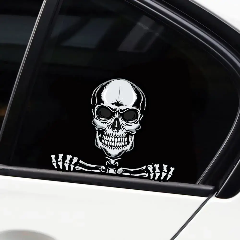 1pc Horror Skeleton Car Sticker, Funny Peeking Decal For Car, Window, Bumper, Waterproof Vinyl Car Sticker