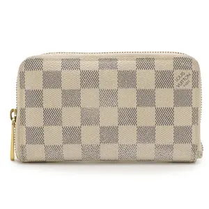 Pre-owned Louis Vuitton Canvas Small Leather Goods Zippy Compact Wallet Damier Azur Wallet