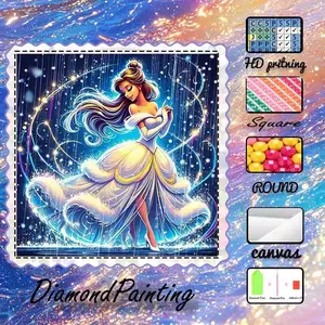DIY 5D Flocking Diamond Painting Kit, AB Drill, Fairy Dust Crystal Drill, Princess, White, Galaxy, Starlight Diamond Embroidery, Special Craft Diamond Art Kit, Wall Decoration, Gift for Family, Lover, Friends