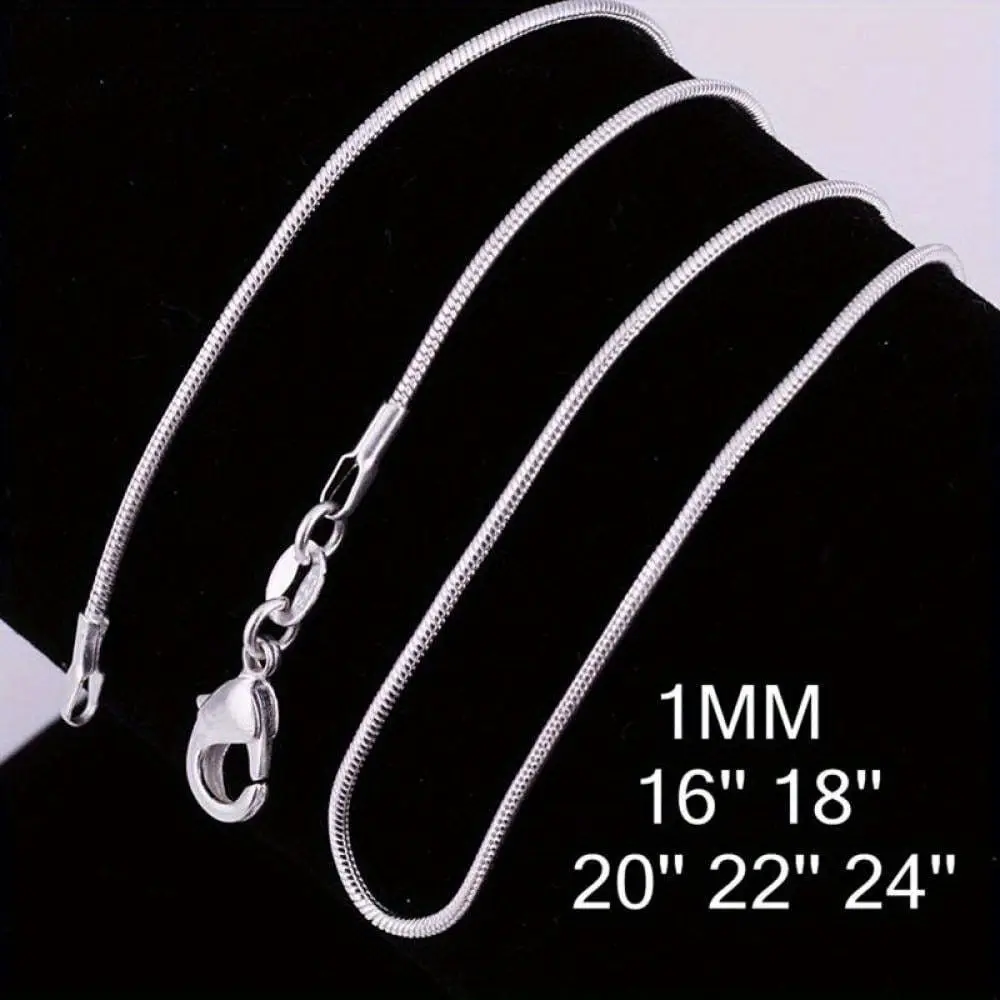 Women's 925 Sterling Silver Cable Chain Necklace - 1.1mm Thin Sturdy Design with Upgraded Spring Buckle for Girls