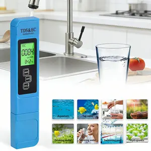 Blue TDS Meter Digital Tester Water Quality Testing Kits 3-in-1 Detection EC & Temperature 0-9990ppm Portable for Drinking Water Safety