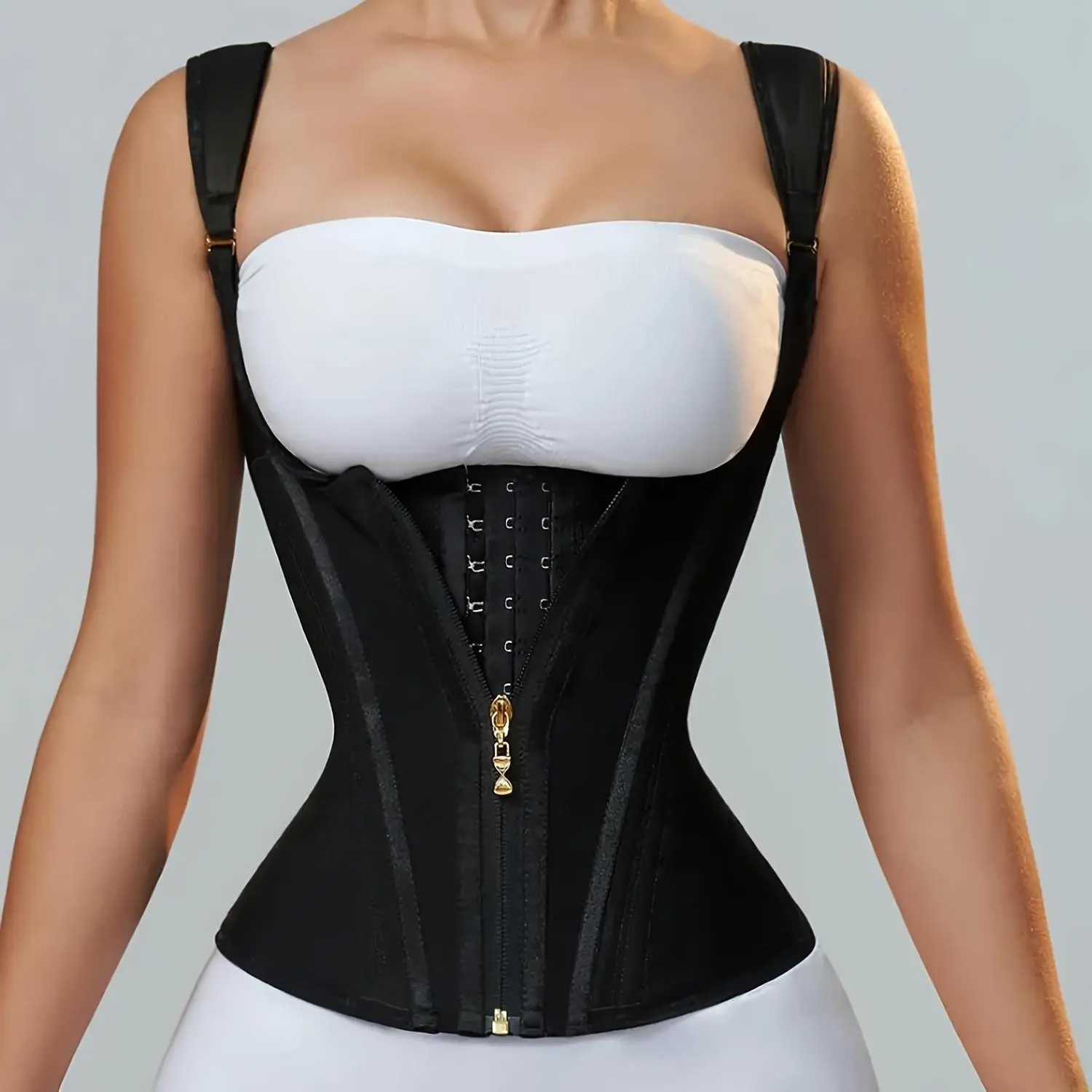 Women's Waist Trainer Workout Tummy Control Body Shaper Steel Boned Underbust Corset Vest U-Shape Push Up Breast Design Adjustable Straps faja colombiana