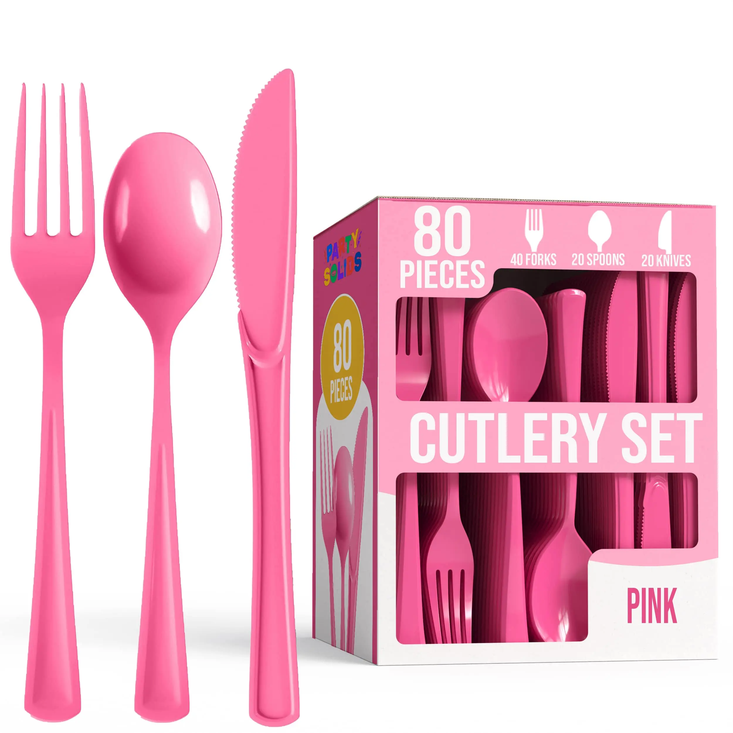 Heavy Duty Pink Cutlery Combo | 7.5 in. | 80 Count