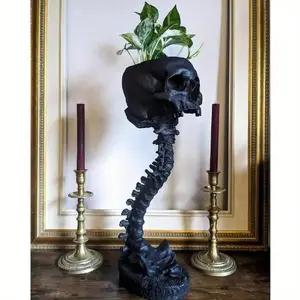 Skull Vase Statue Planter Decoration, Decorative Vase, Resin Material, Perfect for Desktop, Entryway, Living Room, Bookshelf, Wine Cabinet Decor, Table Decor, Home Decoration