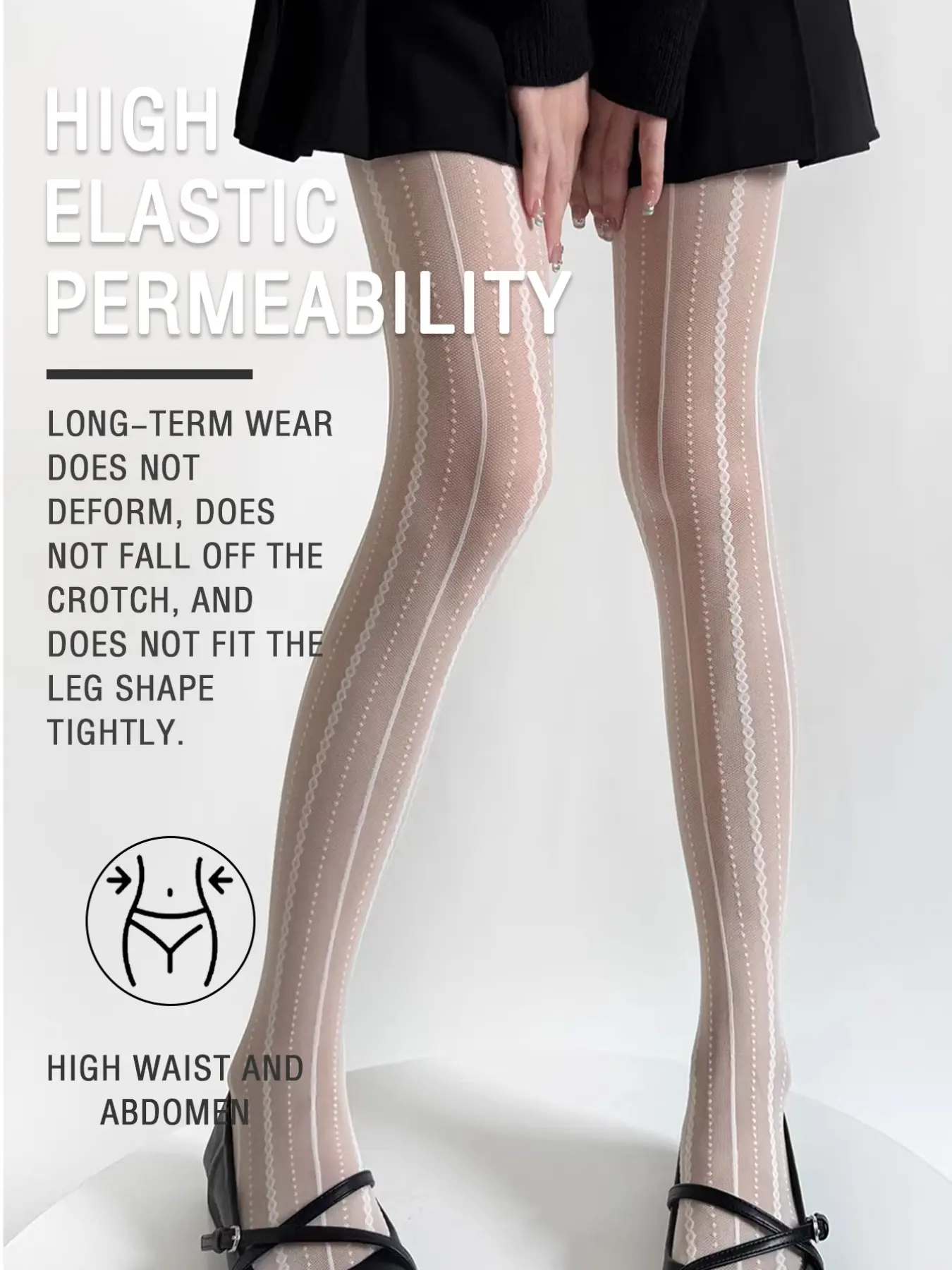 Pure Desire Vertical Stripe Stockings, Anti-Pilling Thin Silk Silk Slimming, High Waist Fashion Tights for All Seasons, Womenswear
