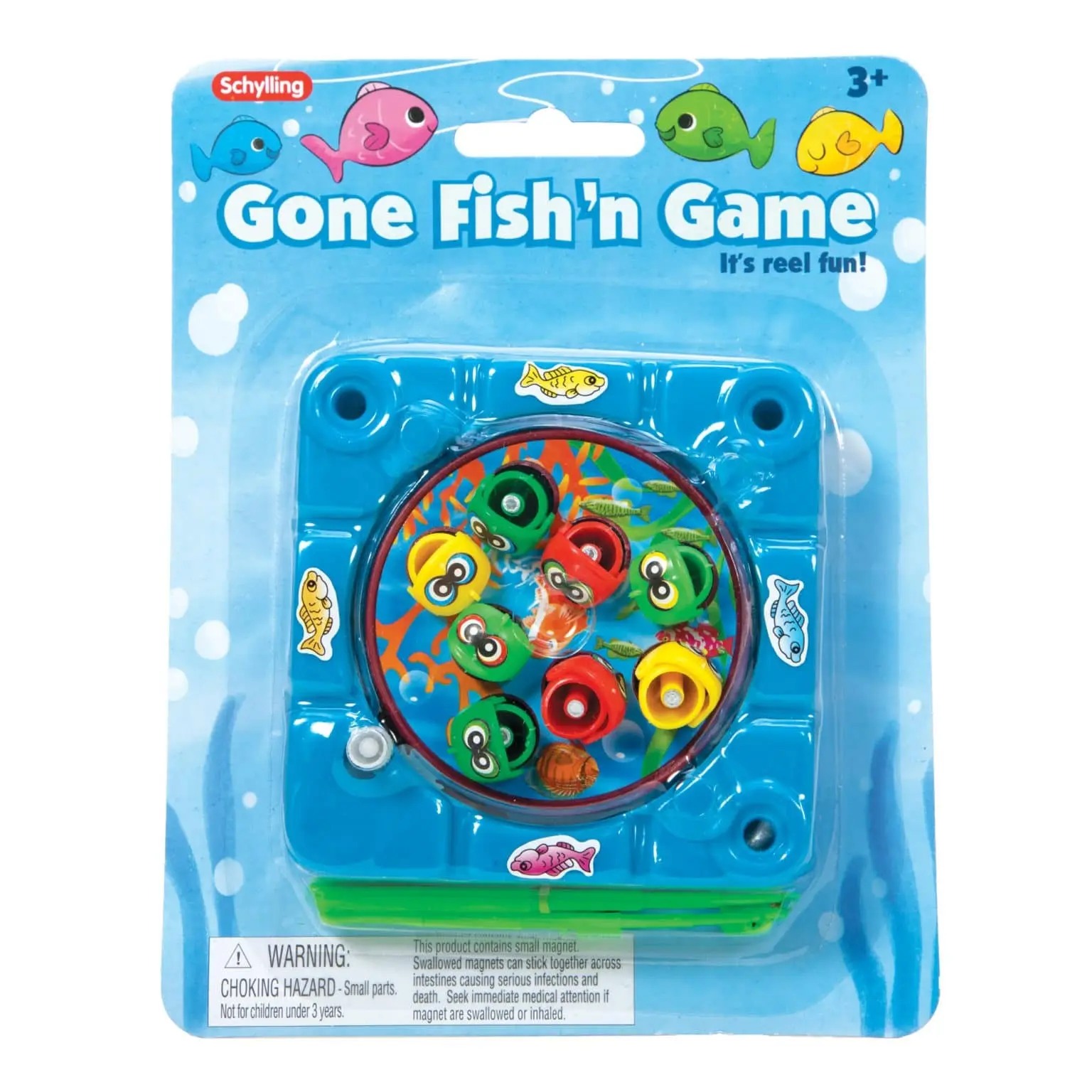 Schylling Gone Fishing Game – Wind-Up Fishing Toy with 8 Fish & 3 Poles, Fun Interactive Game for Kids, Family & Friends, Perfect Gift