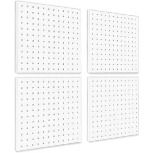 4 count Pegboard, Metal Peg Board, Pegboard Wall Organizer Panels Accessories, Mount Display Pegboard Kits, Pegboard for Walls Garage Craft Room Office Workshop, Easy Installation (White)
