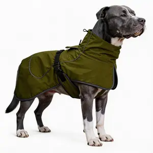 Waterproof Dog Raincoat,All-Weather Outdoor Pet Windbreaker & Shell Jacket, Adjustable Rain Poncho with Reflective Stripes for Medium to Large Dogs, Windproof & Breathable Apparel